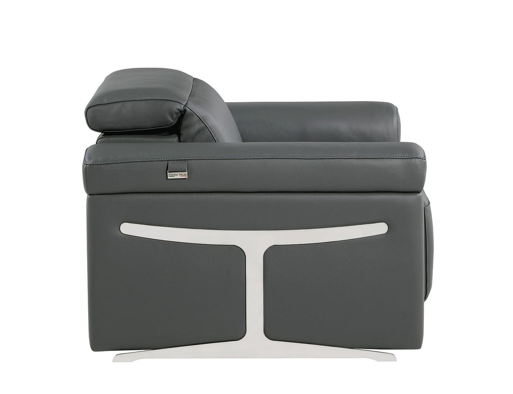 1126 Divanitalia Top Grain Italian Leather Power Reclining Chair with Power Headrests - Dark Grey - SKU 1126-DK-GREY-CH - view 5
