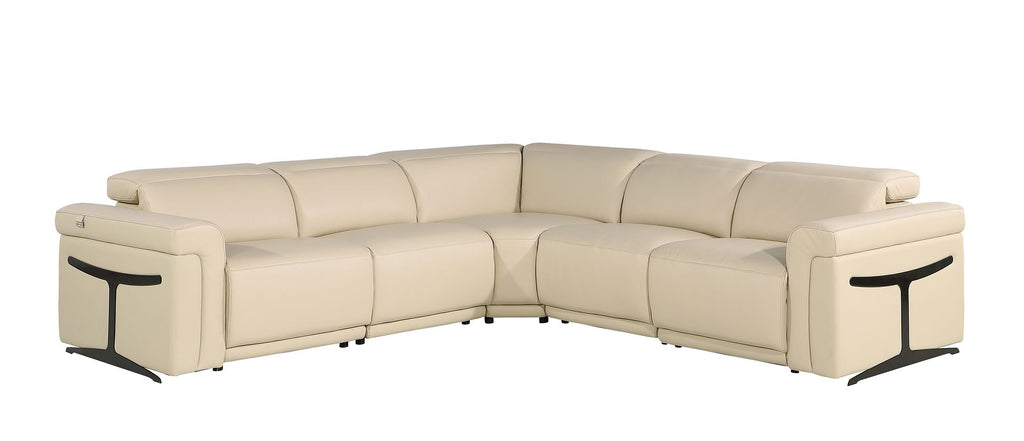 1126 Divanitalia 5-Piece L-Shaped Sectional Sofa in Top Grain Italian Leather with 3 Power Recliners & Power Headrests - Beige - SKU 1126-BEIGE-SEC-5PC-3PWR-SECTIONAL- GROUP - view 2