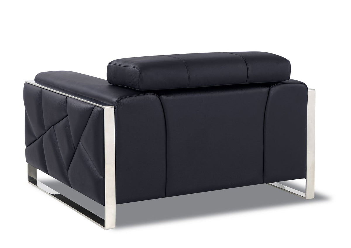 903 Divanitalia Chair with Adjustable Headrest in Top-grain Italian Leather - Black - SKU 903-CH-BLACK - view 3