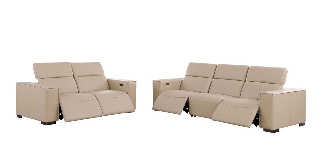 1208 Leather Reclining Set - Sofa & Loveseat with 4 Power Recliners - Beige - SKU 1208-BEIGE-5.4-HT-2PC - view 4