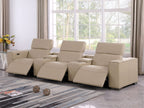 1208 Leather Sofa with 3 Power Recliners and Two Storage Consoles