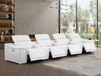 2679 Genuine Leather Sofa with 4 Power Recliners, Power Headrests & 3 Storage Consoles