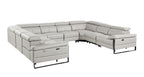 1246 Divanitalia 8-Piece U-Shaped Modular Power Reclining Sectional Sofa with 4 Power Recliners and Power Headrests - Top Grain Italian Leather