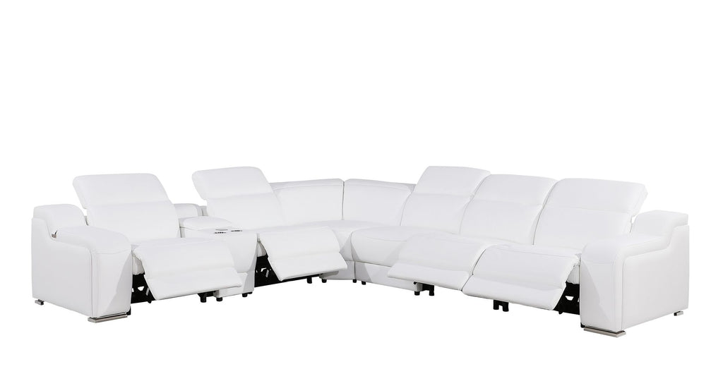 1116 Divanitalia 7-Piece L-Shaped Sectional Sofa in Top Grain Italian Leather with 4 Power Recliners & Power Headrests - White - SKU 1116-WHITE-7PC-4PWR-SECTIONAL - GROUP - view 3