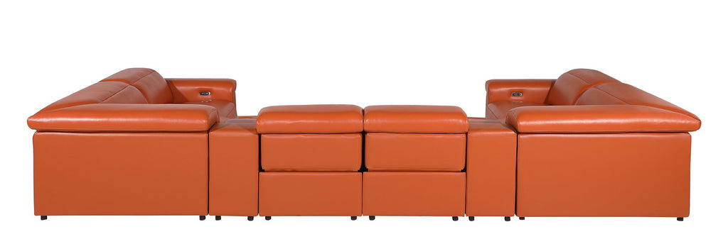 1126 Divanitalia 8-Piece U-Shaped Sectional Sofa in Top Grain Italian Leather with 4 Power Recliners & Power Headrests