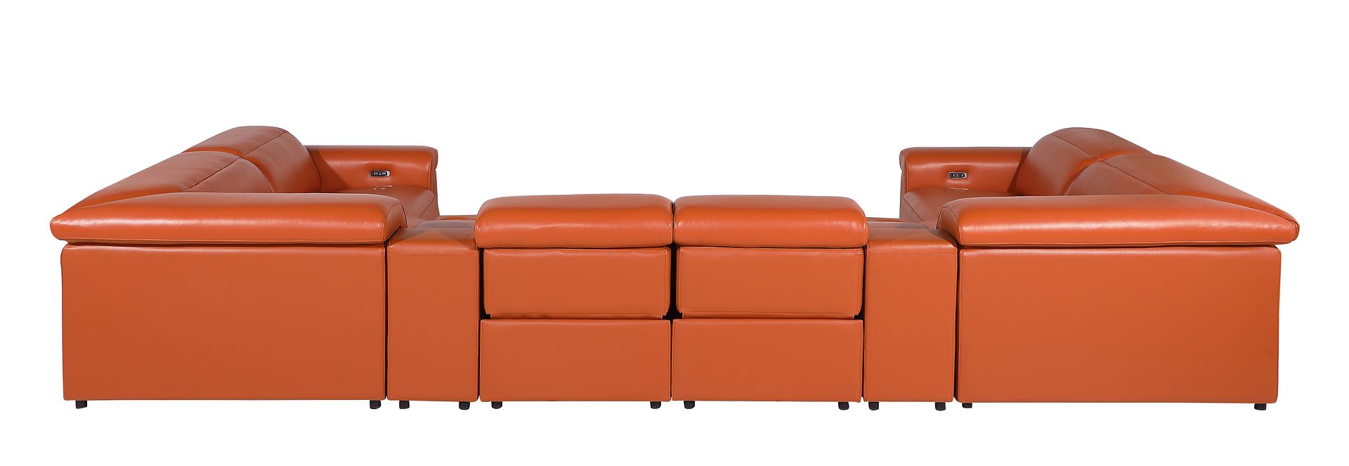 1126 Divanitalia 8-Piece U-Shaped Sectional Sofa in Top Grain Italian Leather with 4 Power Recliners & Power Headrests