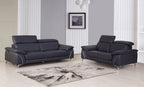 727 Divanitalia 2-Piece Sofa Set with Adjustable Headrest in Top-grain Italian Leather - Navy - SKU 727- NAVY 2PC (S/L) - GROUP - view 2