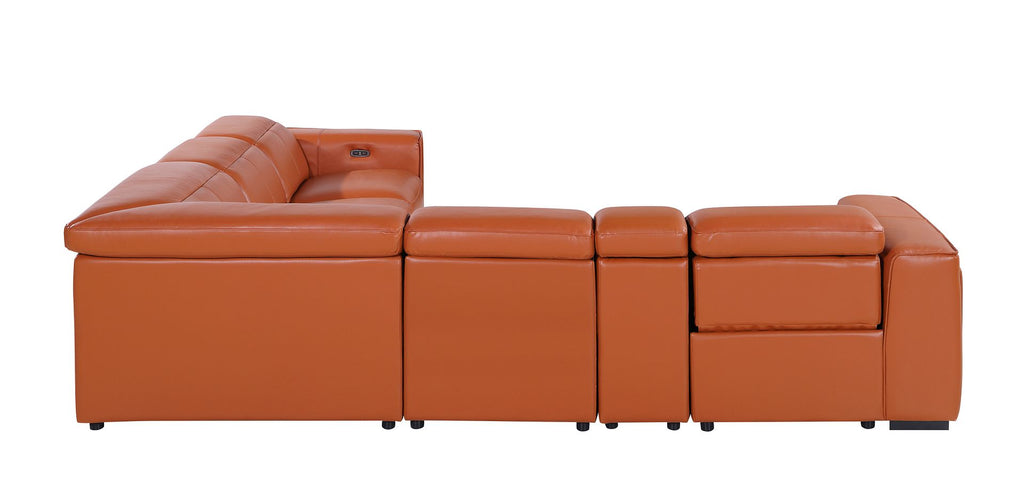 1224 Divanitalia 6-Piece L-Shaped Sectional Sofa in Top Grain Italian Leather with 3 Power Recliners & Power Headrests