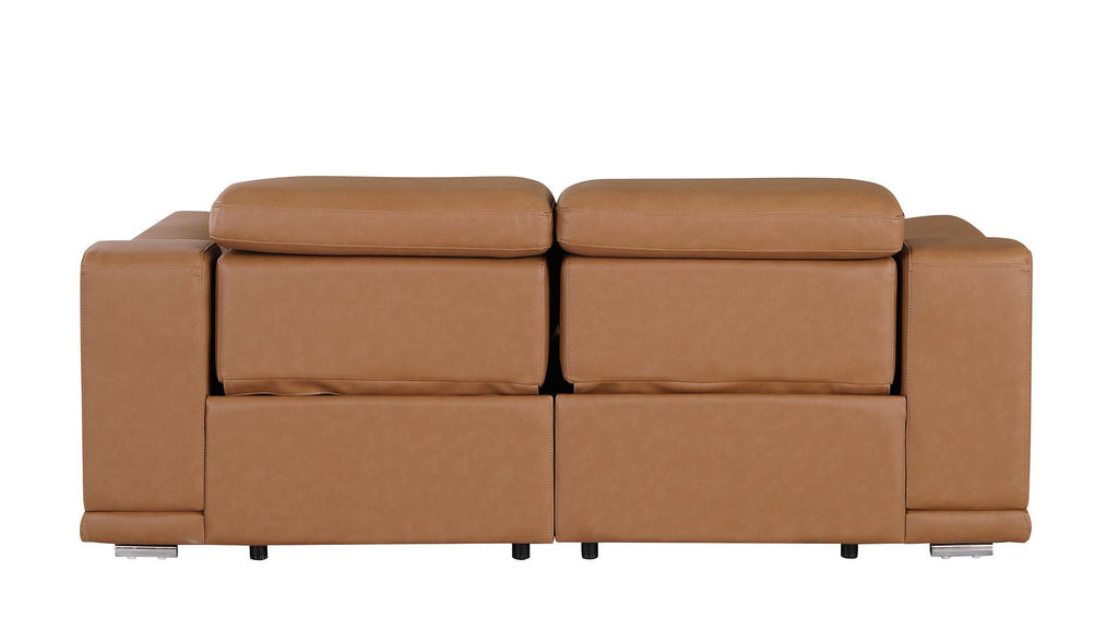9762 Divanitalia 3-Piece Modular Power Reclining Console Loveseat with 2 Power Recliners in Top Grain Italian Leather