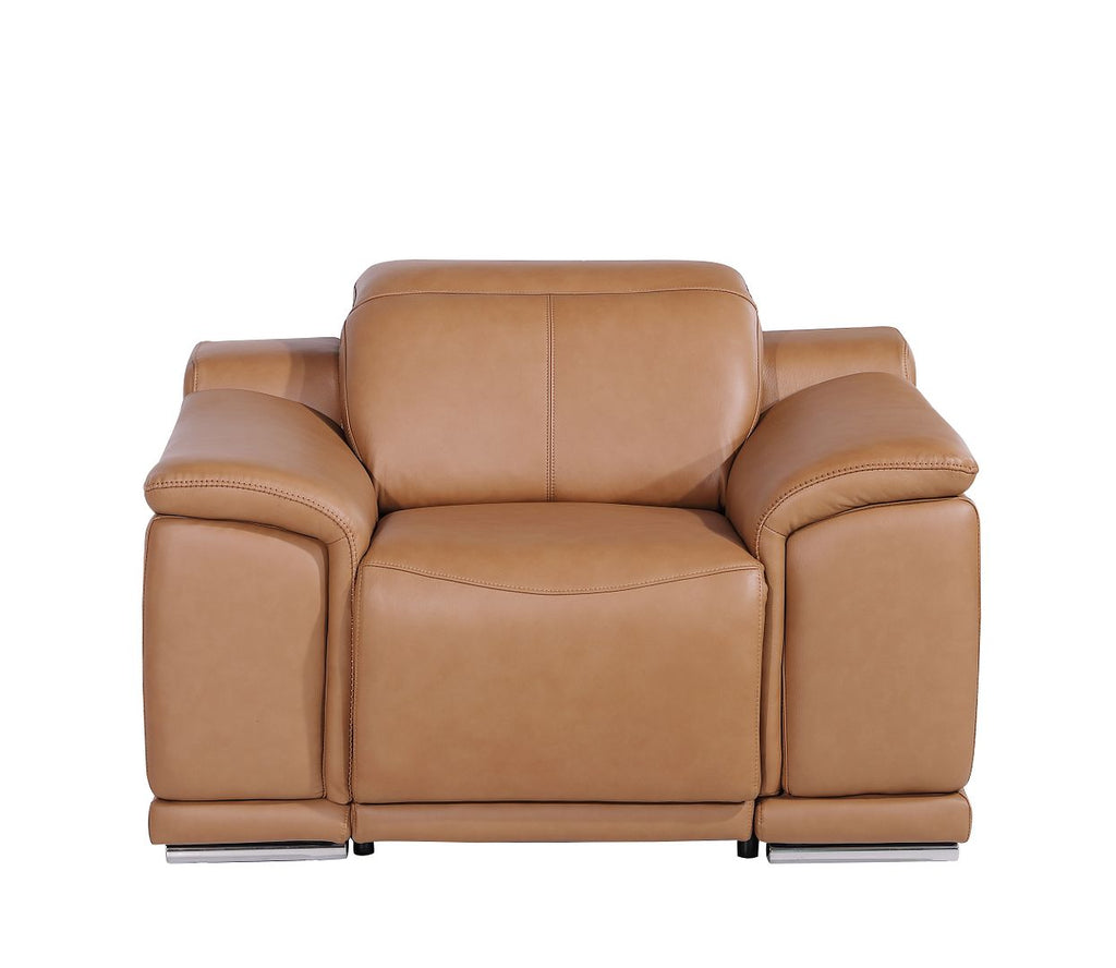 9762 Divanitalia Top Grain Italian Leather Power Reclining Chair with Adjustable Headrests - Cognac - SKU 9762-PWR-CH-COGNAC - view 3