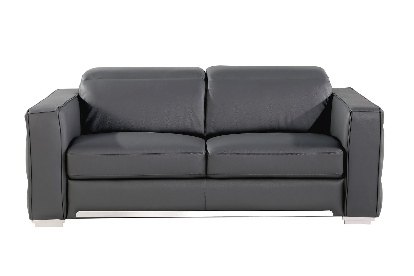 1120 Divanitalia Loveseat with Adjustable Headrest in Top-grain Italian Leather - Dark Gray