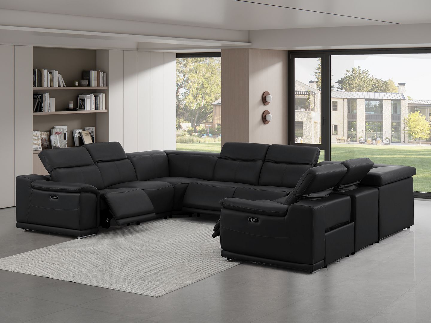 2679 8-Piece U-Shaped Power Reclining Sectional Sofa in Genuine Leather - 4 Recliners