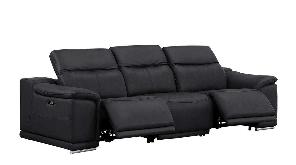 2679 Genuine Leather Sofa with Dual Power Recliners - Black - SKU 2679-BLACK-3.2-S-HT - view 4