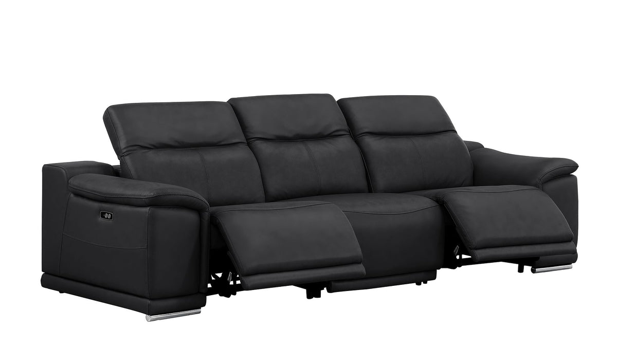 2679 Genuine Leather Sofa with Dual Power Recliners - Black - SKU 2679-BLACK-3.2-S-HT - view 4