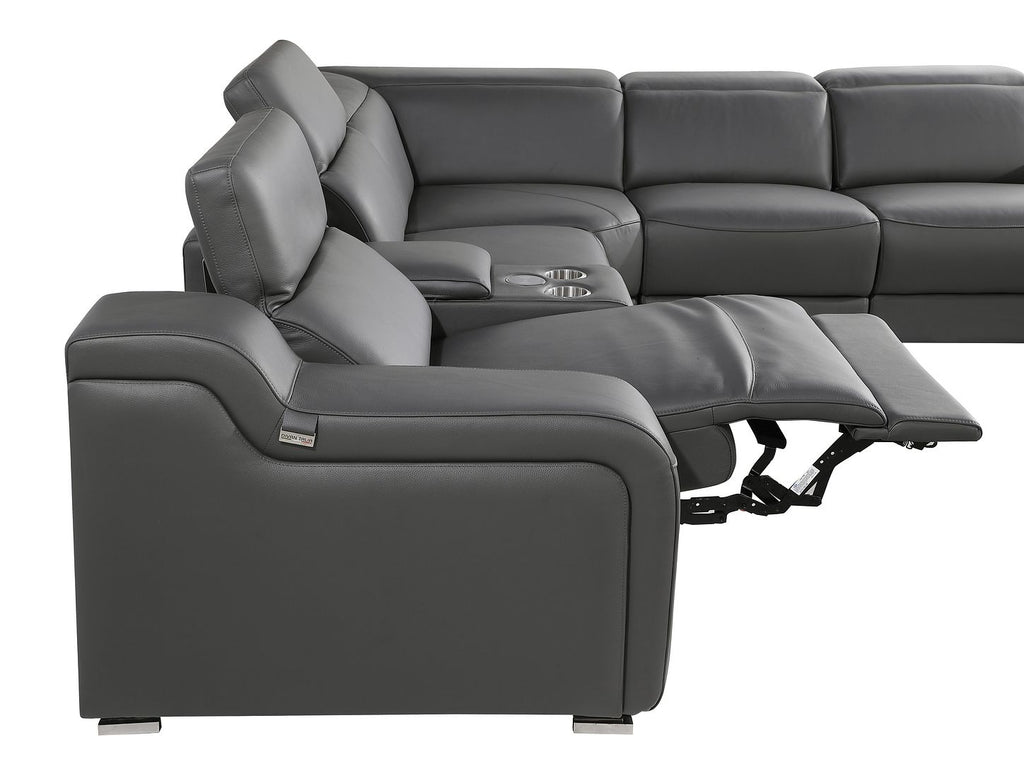 1116 Divanitalia 8-Piece U-Shaped Sectional Sofa in Top Grain Italian Leather with 2 Power Recliners & Power Headrests