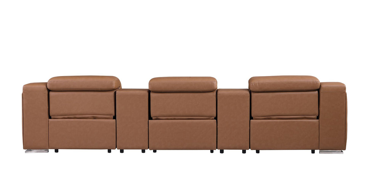1116 Divanitalia 5-Piece Modular Power Reclining Sofa in Top Grain Italian Leather with 3 Power Recliners & Power Headrests - Cognac - SKU 1116-COGNAC-5.3-HT - view 7