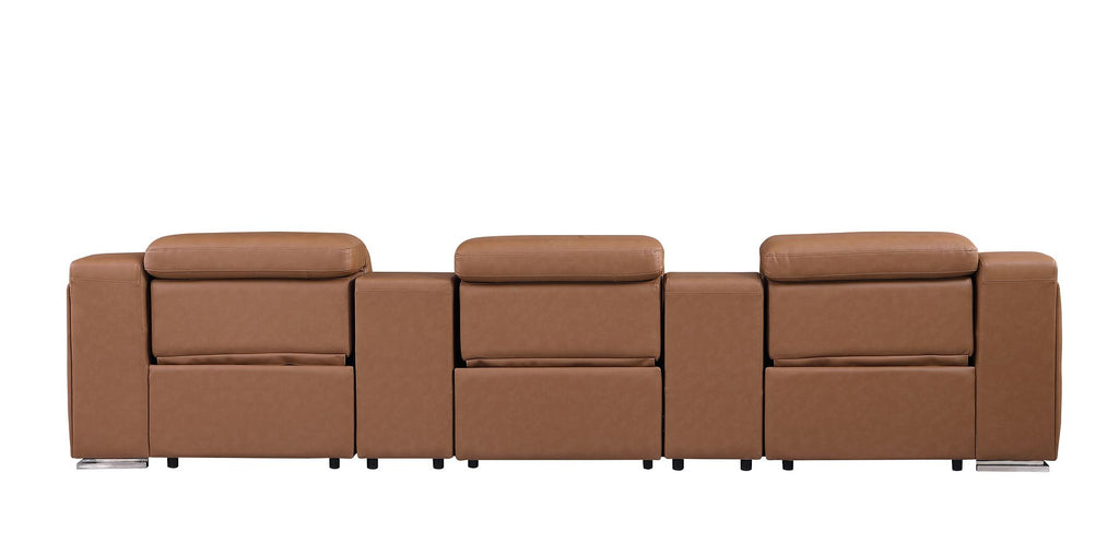1116 Divanitalia 5-Piece Modular Power Reclining Sofa in Top Grain Italian Leather with 3 Power Recliners & Power Headrests
