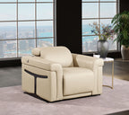1126 Divanitalia Top Grain Italian Leather Power Reclining Chair with Power Headrests - Beige - SKU 1126-BEIGE-CH
