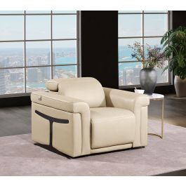 1126 Divanitalia Top Grain Italian Leather Power Reclining Chair with Power Headrests
