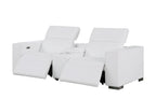1208 Genuine Leather Dual Power Reclining Console Loveseat