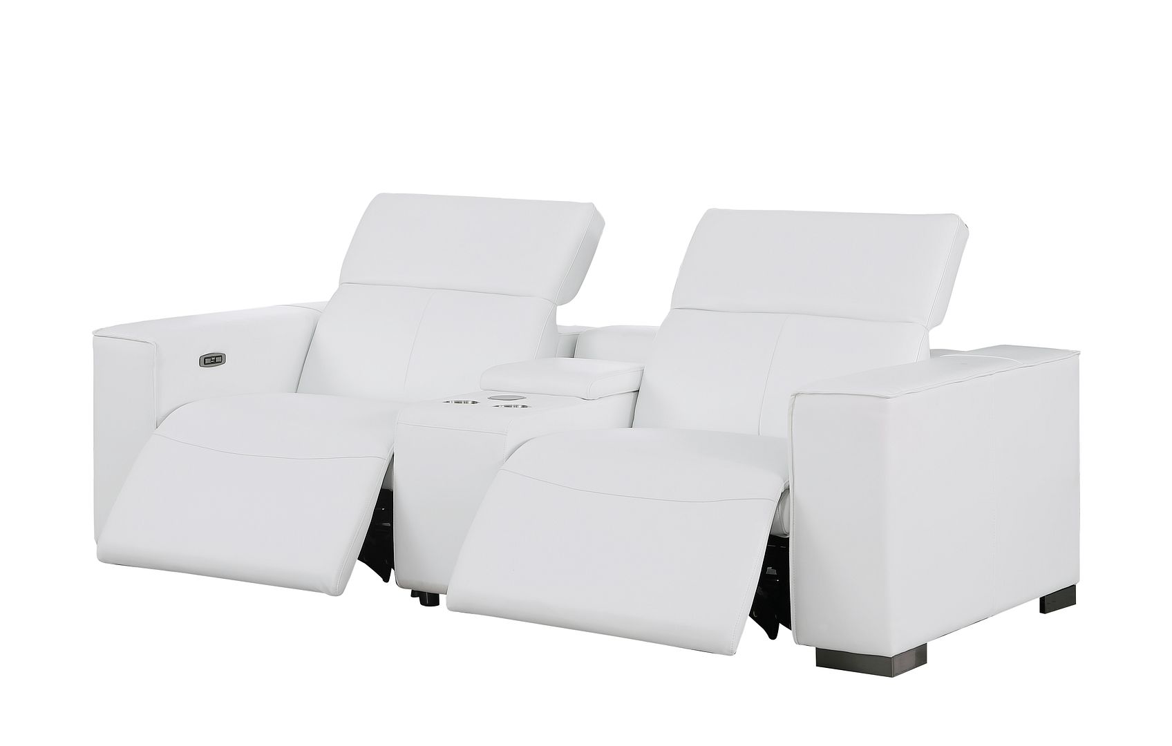 1208 Genuine Leather Dual Power Reclining Console Loveseat