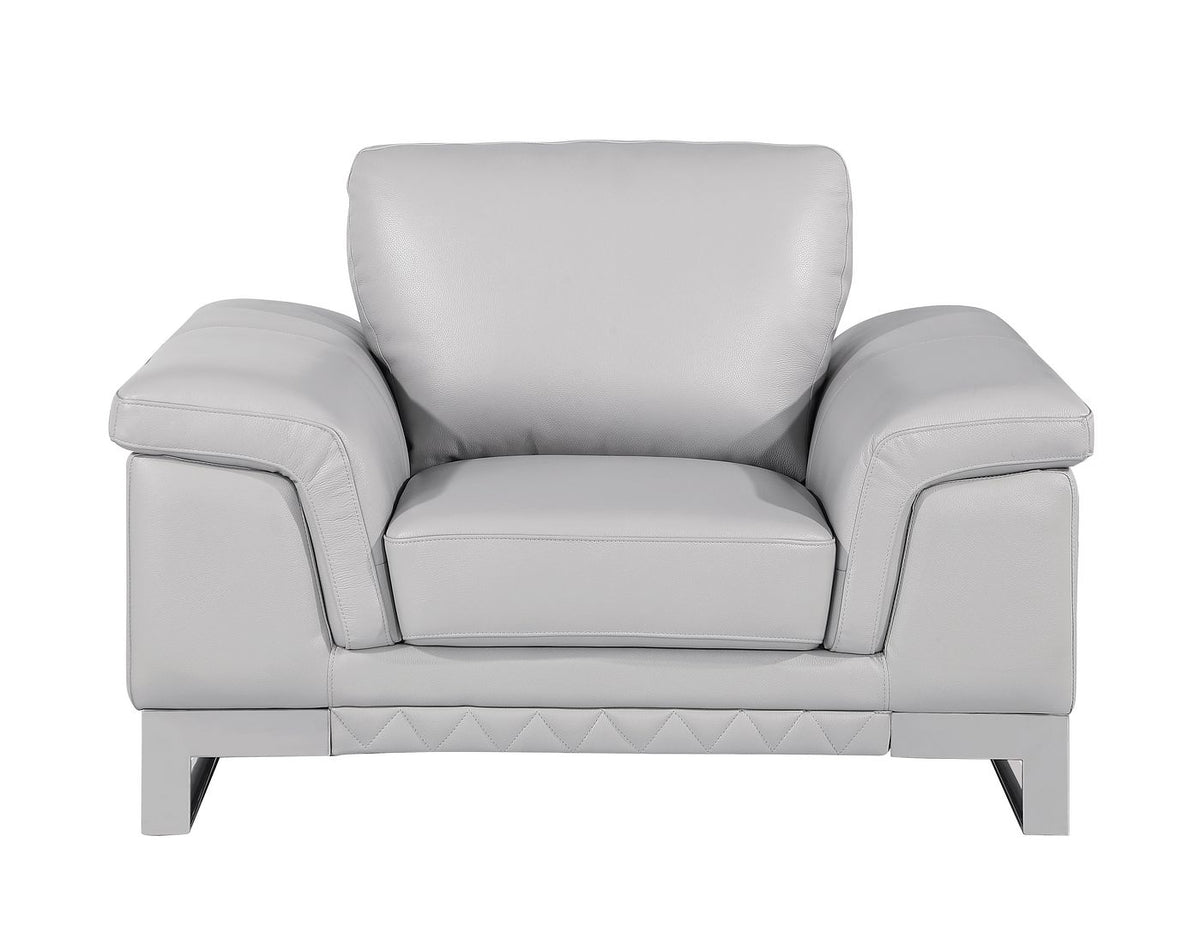 411 Divanitalia Chair in Top-grain Italian Leather - Light Grey - SKU 411-CH-LIGHT GRAY
