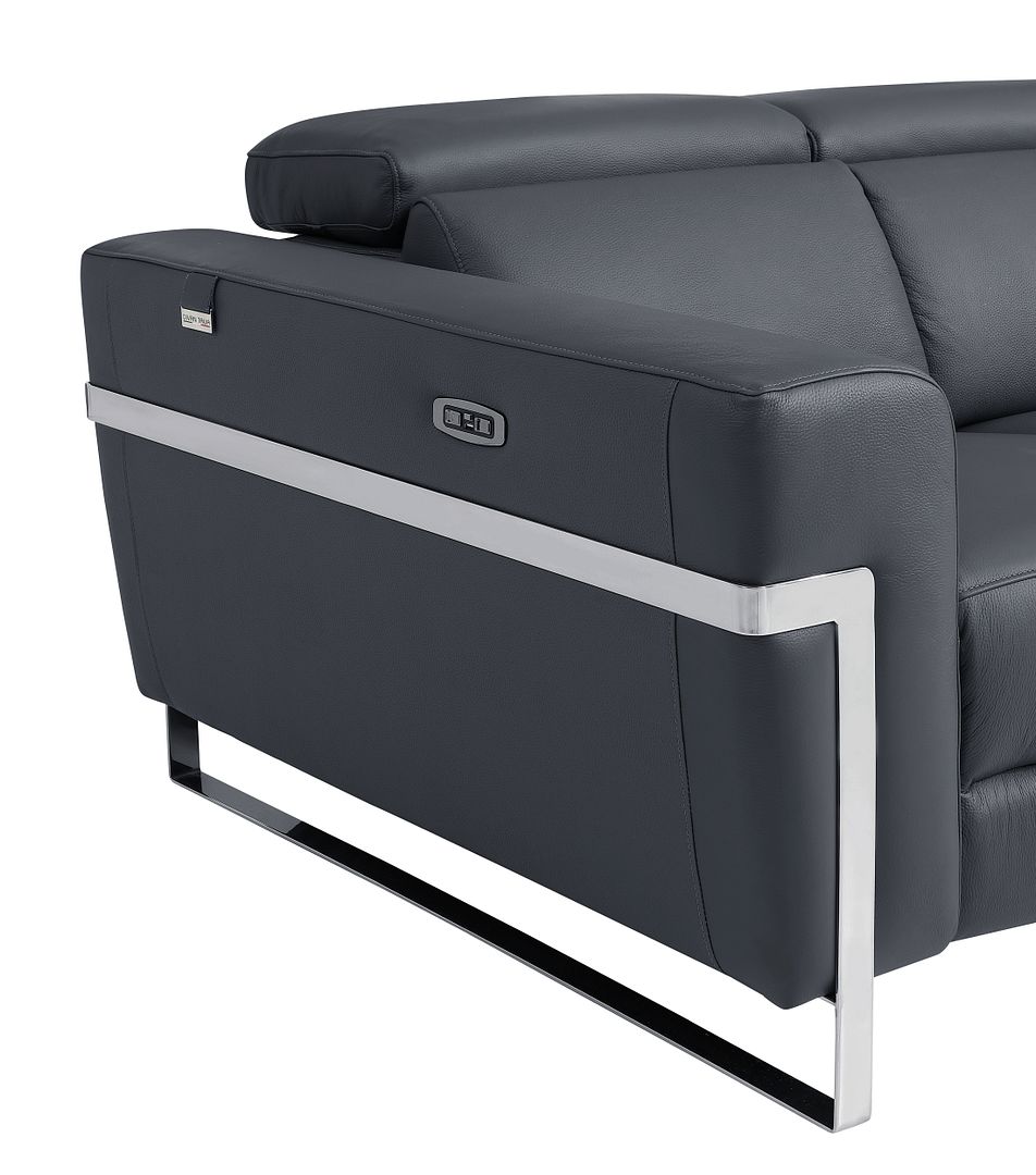 990 Divanitalia Power Reclining Arm Chair with Power Headrest in Top-grain Italian Leather - Dark Grey - SKU 990-DK-GRAY-CH - view 6