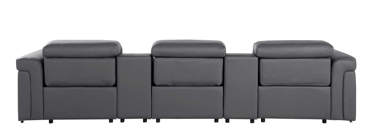 1126 Divanitalia 5-Piece Modular Power Reclining Sofa in Top Grain Italian Leather with 3 Power Recliners & Power Headrests - Dark Grey - SKU 1126-DK_GREY-5.3-HT - view 7