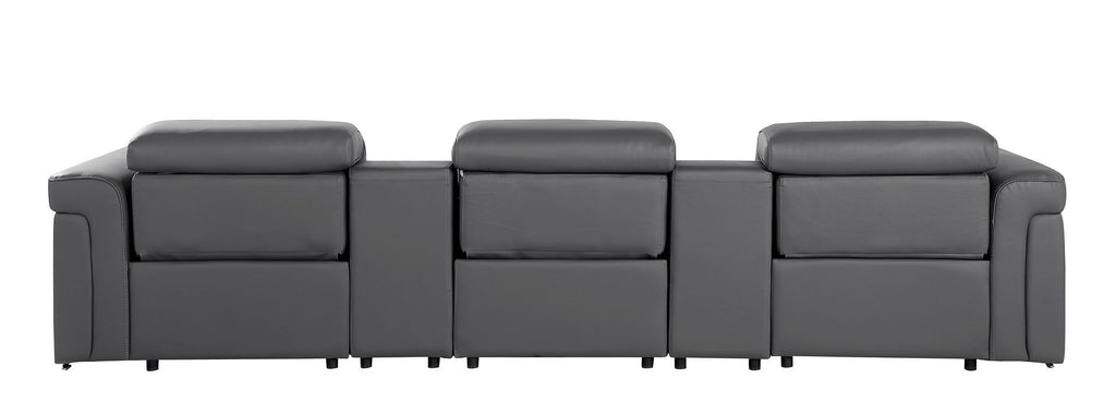 1126 Divanitalia 5-Piece Modular Power Reclining Sofa in Top Grain Italian Leather with 3 Power Recliners & Power Headrests