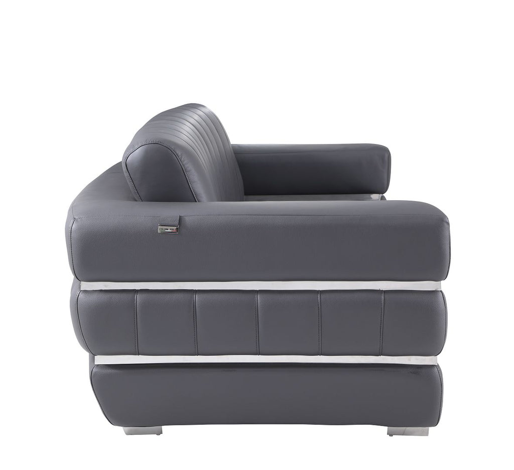 904 Divanitalia 3-Piece Sofa Set in Top-grain Italian Leather - Dark Grey - SKU 904- DARK GRAY 3PC (S/L/CH) - GROUP - view 13