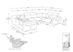 1126 Divanitalia 8-Piece U-Shaped Sectional Sofa in Top Grain Italian Leather with 4 Power Recliners & Power Headrests