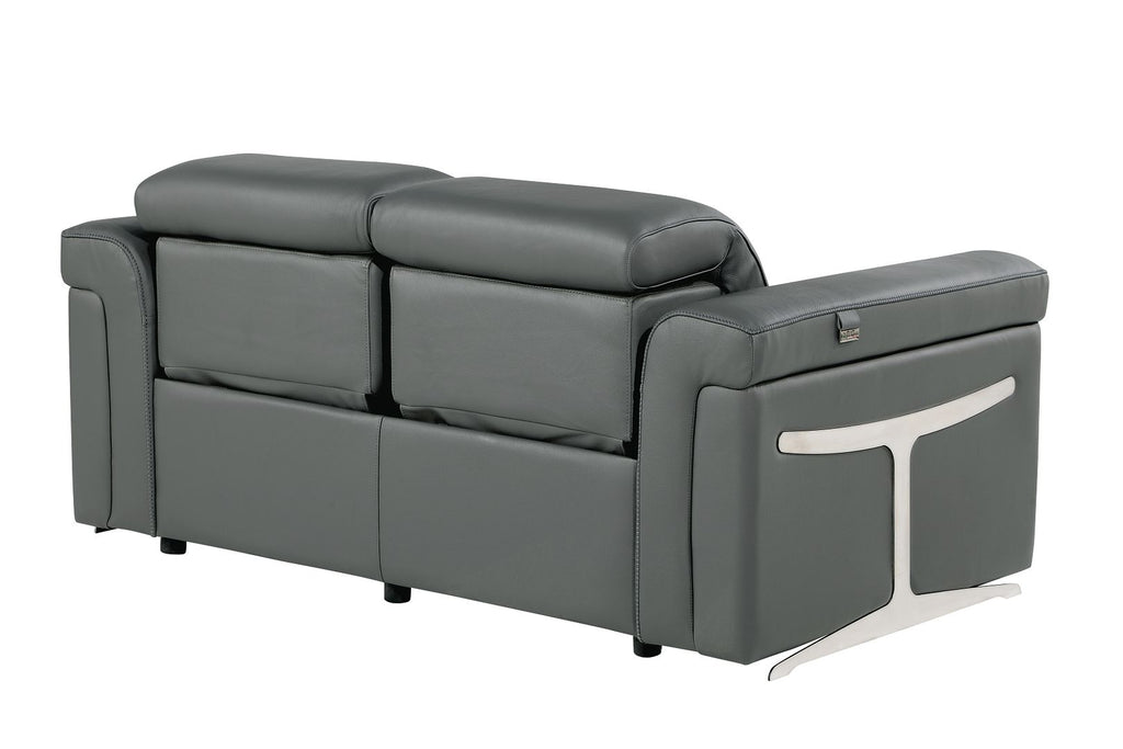 1126 Divanitalia Power Reclining Loveseat in Top Grain Italian Leather with 2 Power Recliners & Power Headrests