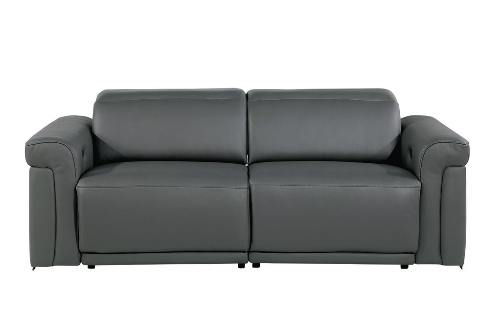 1126 Divanitalia Power Reclining Sofa, Loveseat & Chair Set in Top Grain Italian Leather with 5 Power Recliners & Power Headrests - Dark Grey - SKU 1126-DARK GREY-3PC - view 3