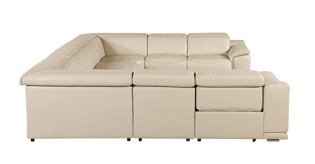 9762 Divanitalia 8-Piece U-Shaped Top Grain Italian Leather Sectional Sofa with 4 Power Recliners