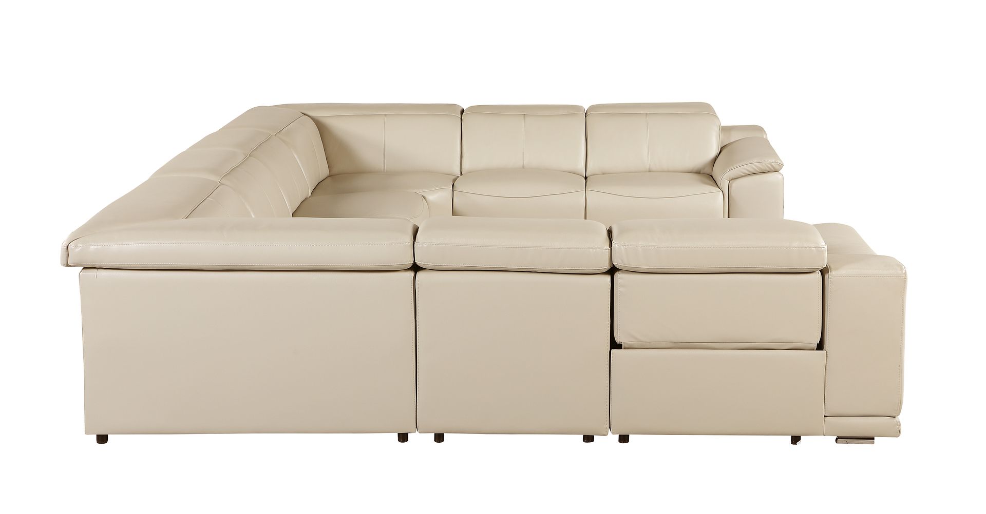 9762 Divanitalia 8-Piece U-Shaped Top Grain Italian Leather Sectional Sofa with 4 Power Recliners