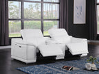 9762 Divanitalia 3-Piece Modular Power Reclining Console Loveseat with 2 Power Recliners in Top Grain Italian Leather