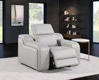 1116 Divanitalia Top Grain Italian Leather Power Reclining Chair with Power Headrests - Light Grey - SKU 1116-LT_GREY-CH - view 2
