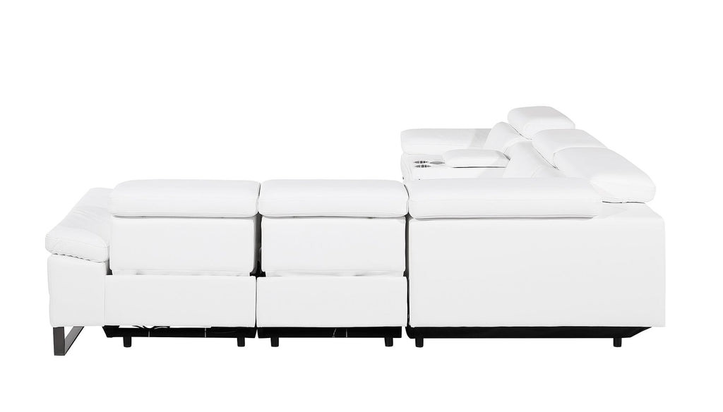 1246 Divanitalia 6-Piece L-Shaped Modular Power Reclining Sectional Sofa with 3 Power Recliners and Power Headrests - Top Grain Italian Leather - White - SKU 1246-WHITE-6PC-3PWR-SECTIONAL - view 8