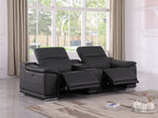 9762 Divanitalia 3-Piece Modular Power Reclining Console Loveseat with 2 Power Recliners in Top Grain Italian Leather