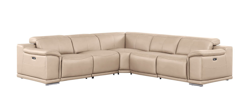 2679 5-Piece L-Shaped Power Reclining Sectional Sofa in Genuine Leather - 3 Recliners