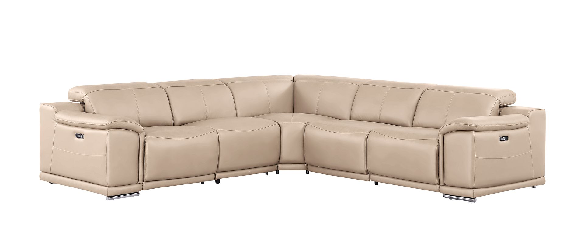 2679 5-Piece L-Shaped Power Reclining Sectional Sofa in Genuine Leather - 3 Recliners
