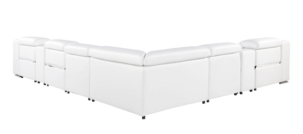 1116 Divanitalia 8-Piece L-Shaped Sectional Sofa in Top Grain Italian Leather with 3 Power Recliners & Power Headrests