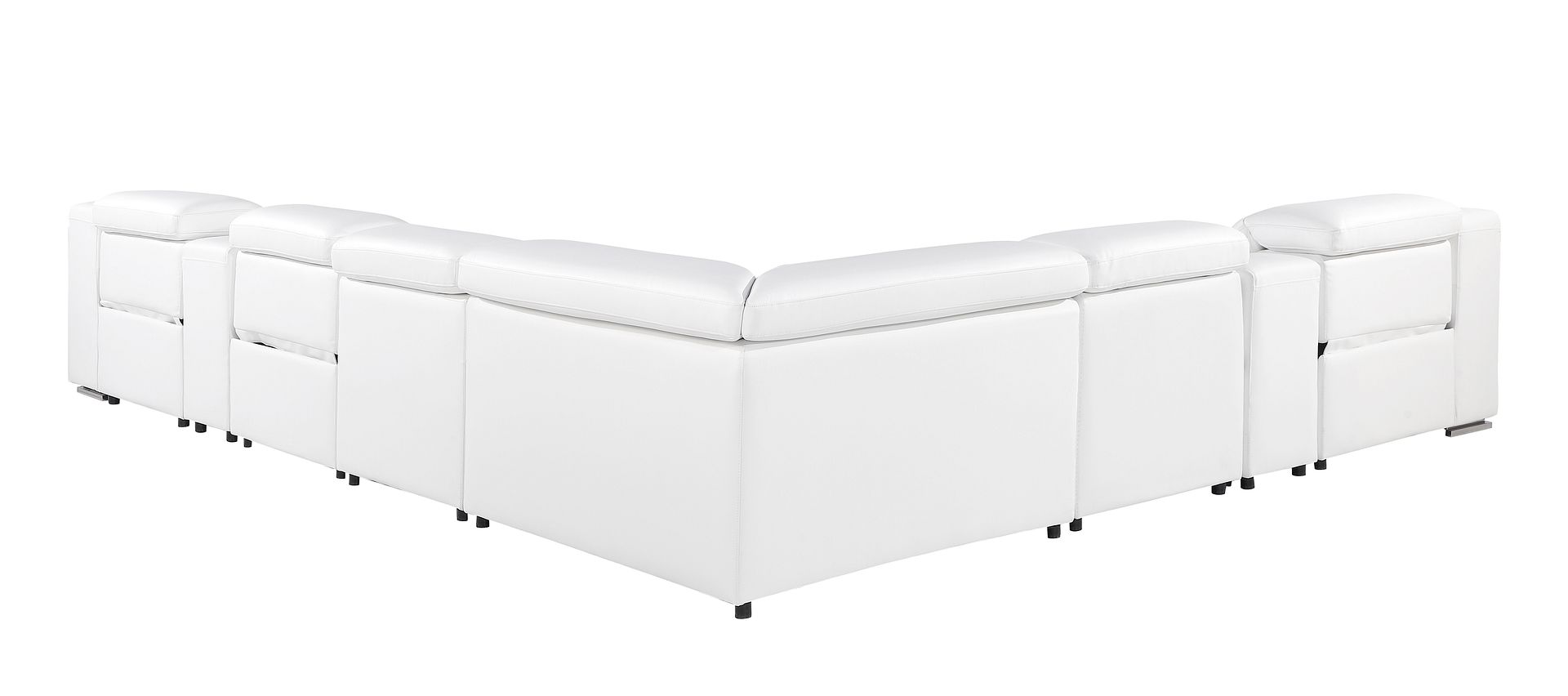 1116 Divanitalia 8-Piece L-Shaped Sectional Sofa in Top Grain Italian Leather with 3 Power Recliners & Power Headrests