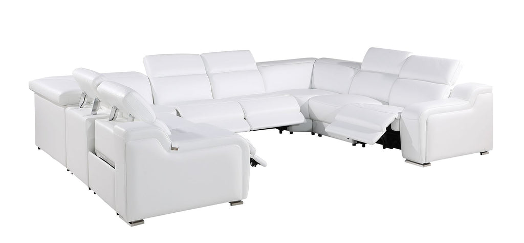 1116 Divanitalia 8-Piece U-Shaped Sectional Sofa in Top Grain Italian Leather with 4 Power Recliners & Power Headrests - White - SKU 1116-WHITE-8PC-4PWR-U-NC-SECTIONAL-GROUP - view 5