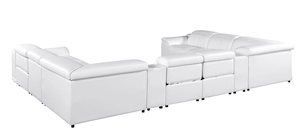 9762 Divanitalia 10-Piece U-Shaped Top Grain Italian Leather Sectional Sofa with 4 Power Recliners