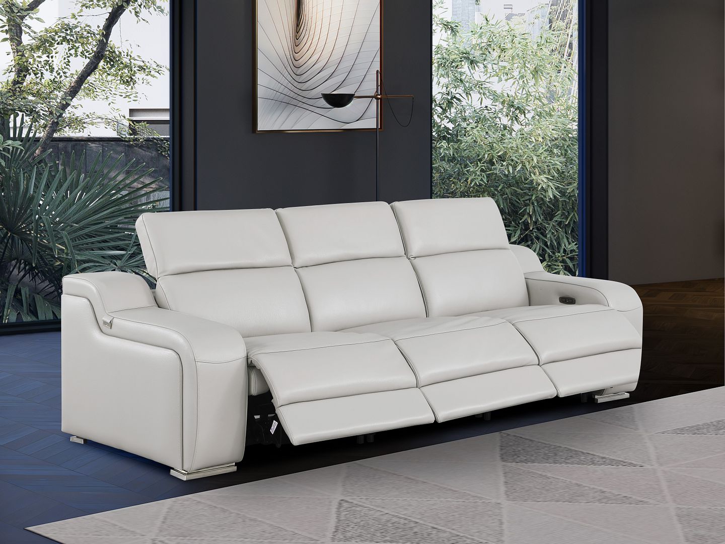 1116 Divanitalia 3-Piece Modular Power Reclining Sofa in Top Grain Italian Leather with 3 Power Recliners & Power Headrests
