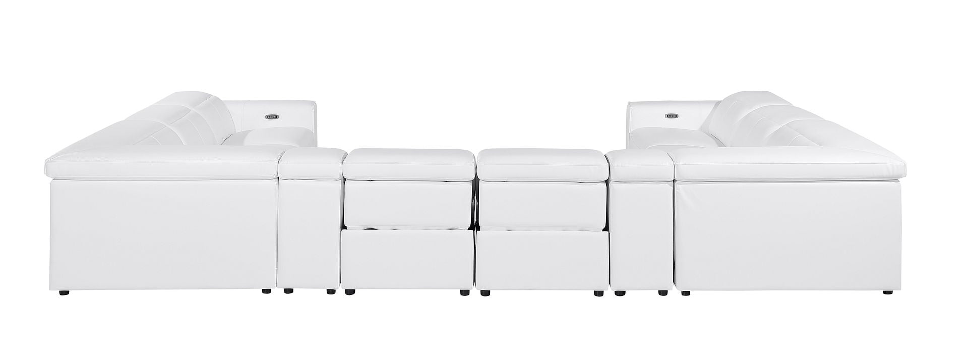 1224 Divanitalia 10-Piece U-Shaped Sectional Sofa in Top Grain Italian Leather with 4 Power Recliners & Power Headrests