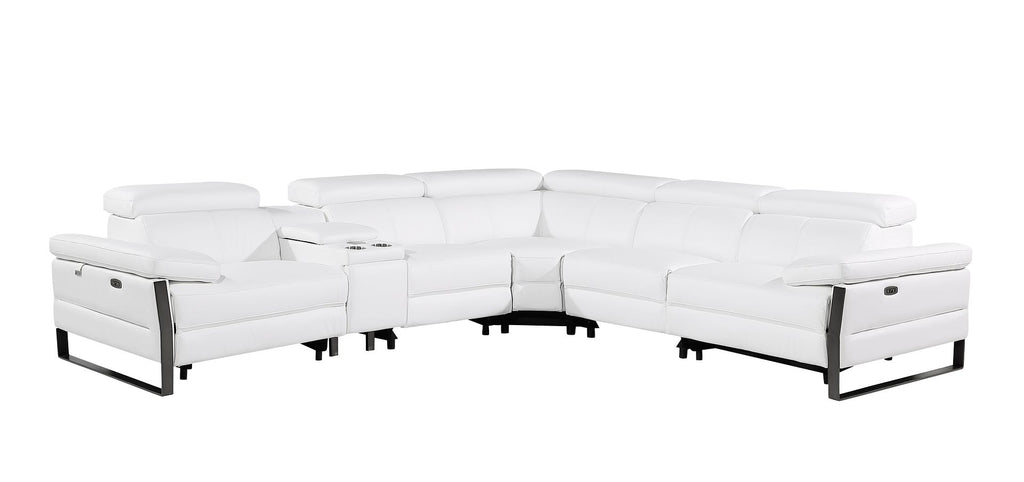 1246 Divanitalia 6-Piece L-Shaped Modular Power Reclining Sectional Sofa with 3 Power Recliners and Power Headrests - Top Grain Italian Leather - White - SKU 1246-WHITE-6PC-3PWR-SECTIONAL - view 3