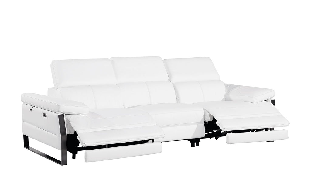 1246 Divanitalia Modular Power Dual Reclining Sofa, Loveseat, and Chair Set with Power Headrests - Top Grain Italian Leather - White - SKU 1246-WHITE-6.5-HT-3PC - view 6
