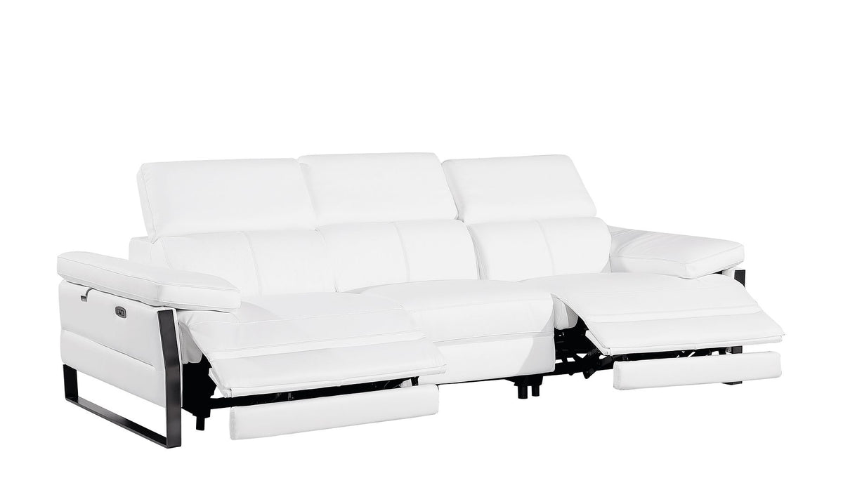 1246 Divanitalia Modular Power Dual Reclining Sofa, Loveseat, and Chair Set with Power Headrests - Top Grain Italian Leather - White - SKU 1246-WHITE-6.5-HT-3PC - view 6